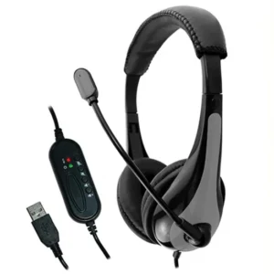 Avid Education AE-39 USB Headset with Microphone and Inline Controls, Gray